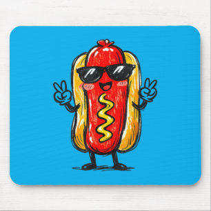 Cute Kawaii Hot Dog Cartoon Funny Food Lover Mouse Mat
