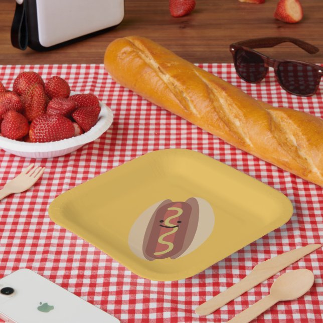 Cute Kawaii Hot Dog  Paper Plate (Picnic)