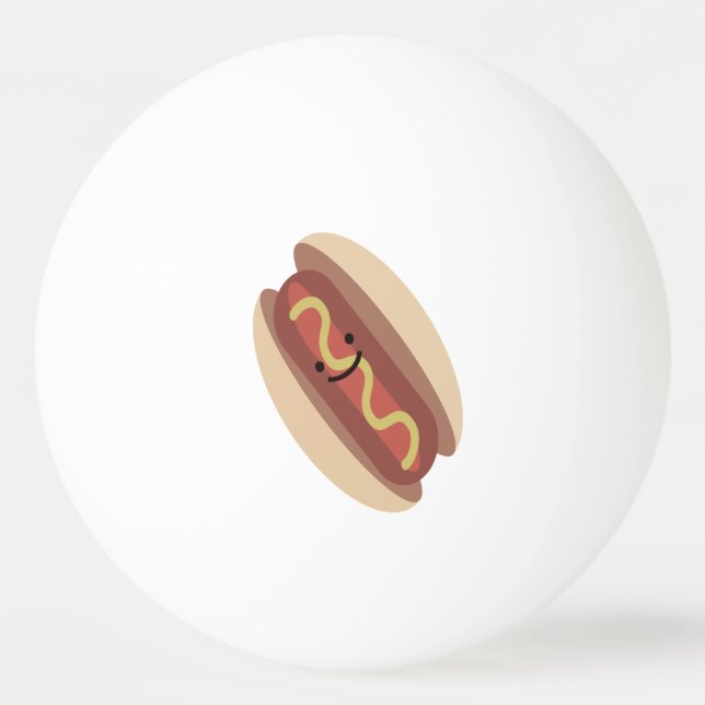 Cute Kawaii Hot Dog Ping Pong Ball (Front)