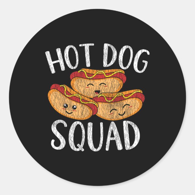 Cute Kawaii Hot Dog Squad Bbq Family Matching Men  Classic Round Sticker (Front)