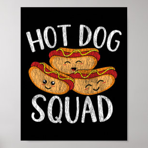 Cute Kawaii Hot Dog Squad Bbq Family Matching Men Poster