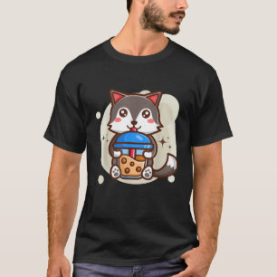 Cute Kawaii Husky Drinks Boba Bubble Tea Kawaii Ae T-Shirt