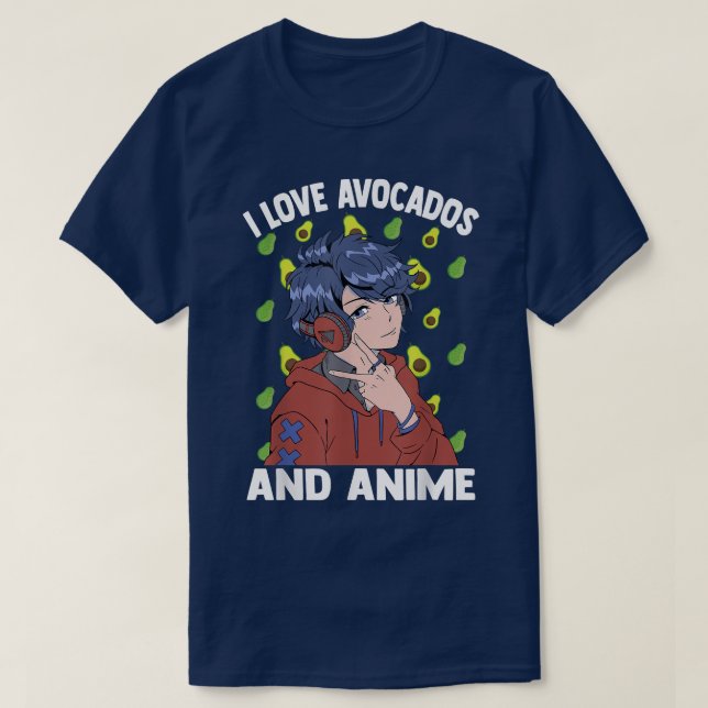 Cute Kawaii  I Love Avocados And Anime  Otaku Guy  T-Shirt (Design Front)