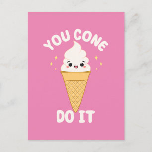 Cute Kawaii Ice Cream Cone Motivational Quote Postcard
