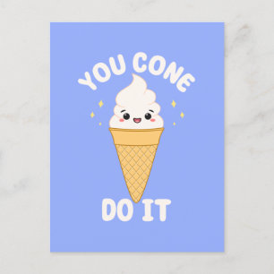 Cute Kawaii Ice Cream Cone Motivational Quote  Postcard