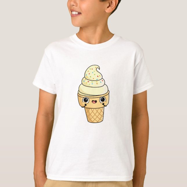 Cute Kawaii Ice Cream Cone T-Shirt (Front)