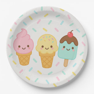 Cute Kawaii Ice Cream Party Plate