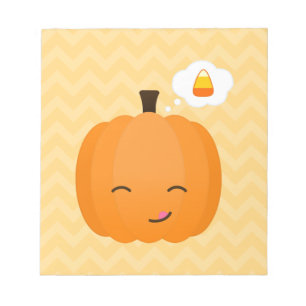 Cute Kawaii Jack o'Lantern and Candy Corn Notepad