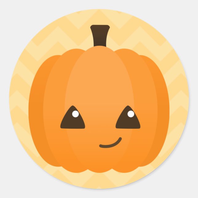 Cute Kawaii Jack o'Lantern Classic Round Sticker (Front)