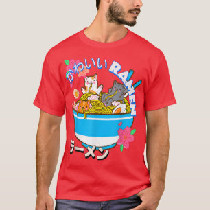 Cute Kawaii Japanese Cat Ramen Bowl Neko Noodles T-Shirt