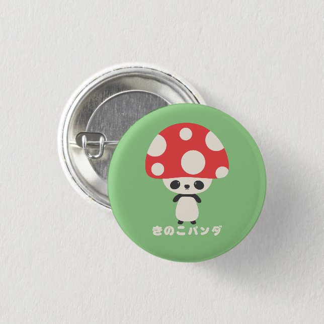 Cute Kawaii Japanese Kinoko Mushroom Panda 3 Cm Round Badge (Front & Back)