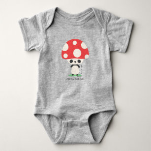 Cute Kawaii Japanese Kinoko Mushroom Panda  Baby Bodysuit
