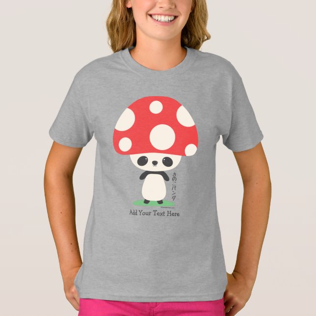 Cute Kawaii Japanese Kinoko Mushroom Panda T-Shirt (Front)