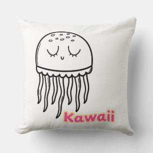 Cute Kawaii Jellyfish Outline Cartoon Cushion