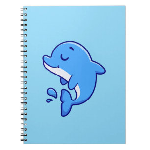 Cute Kawaii Jumping Dolphin Minimalist Illustratio Notebook