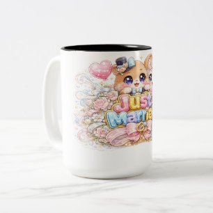Cute Kawaii Just Married Couple Animals Pastel Pin Two-Tone Coffee Mug