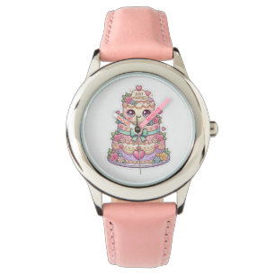 Cute Kawaii Just Married Wedding Cake Pastel Flora Watch