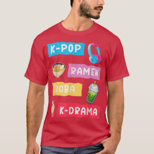 Cute Kawaii K-Pop Ramen Boba Bubble Tea K-Drama Lo T-Shirt