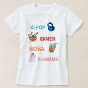 Cute Kawaii K-Pop Ramen Boba Bubble Tea K-Drama T-Shirt