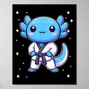 Cute Kawaii Karate Axolotl Martial Arts  Poster