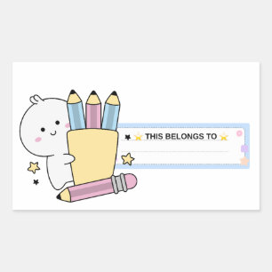 Cute Kawaii Kids Stationery & Pencil Name Labels