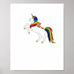 Cute Kawaii Kids Unicorn Red Panda Lover T-Shirt Poster