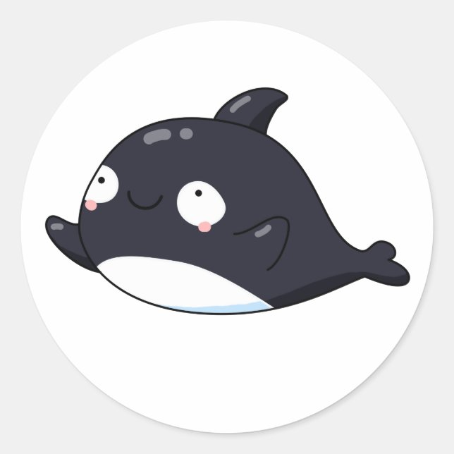 Cute Kawaii Killer Whale Classic Round Sticker (Front)