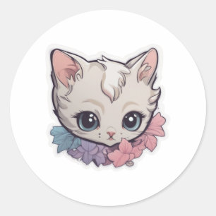 Cute Kawaii Kitten 1 Classic Round Sticker