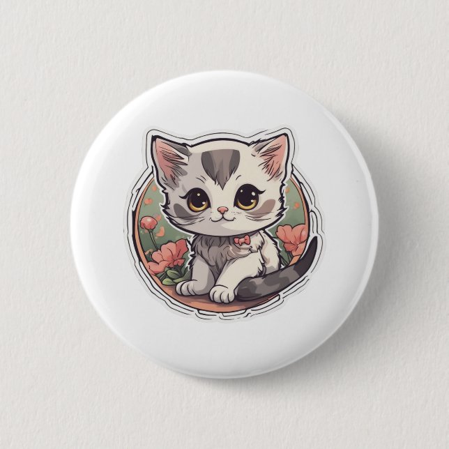 Cute Kawaii Kitten   6 Cm Round Badge (Front)