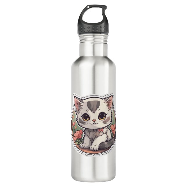 Cute Kawaii Kitten   710 Ml Water Bottle (Front)