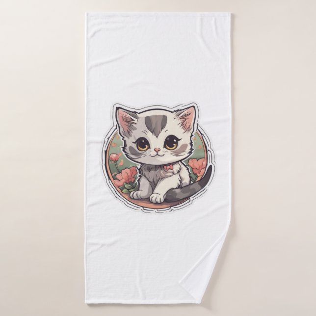 Cute Kawaii Kitten   Bath Towel (Bath Towel)