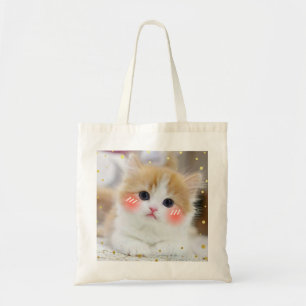 Cute Kawaii Kitten Blush Face Tote Bag