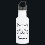 Cute Kawaii Kitten Cat Face With Pink Heart Nose 532 Ml Water Bottle<br><div class="desc">An adorable illustration of a cute and kawaii kitten cat face. This fun and whimsical design makes a great gift for cat lovers.</div>