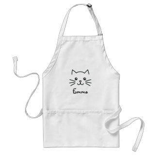 Cute Kawaii Kitten Cat Face With Pink Heart Nose Standard Apron