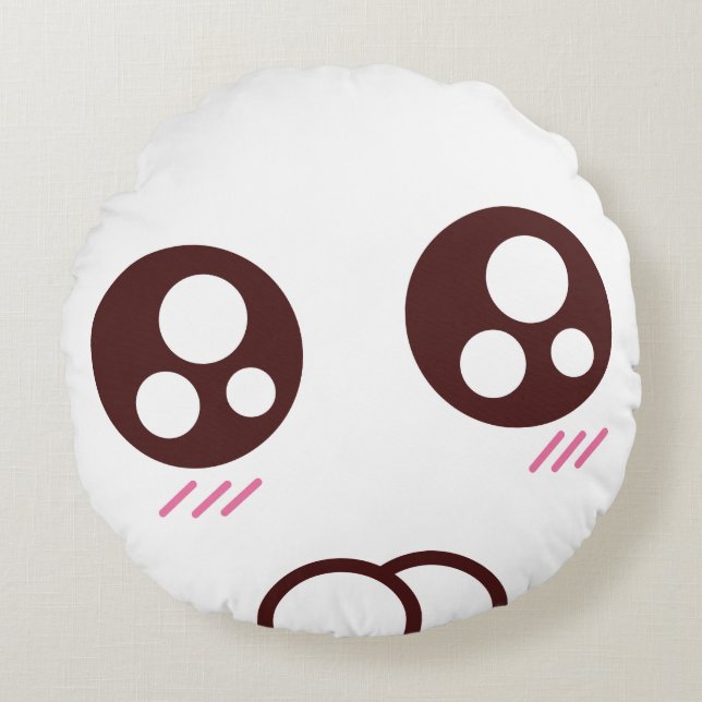 Cute Kawaii kitten emoji Round Cushion (Front)