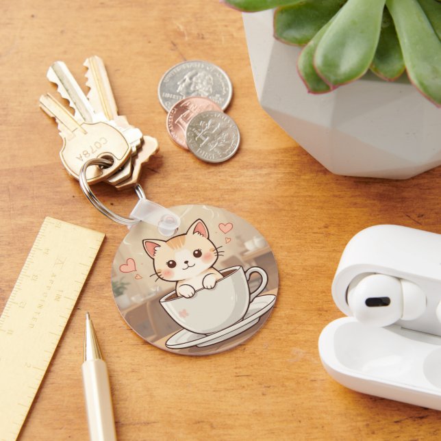 Cute Kawaii Kitten Keychain | keyring-gift idea  (Desk)