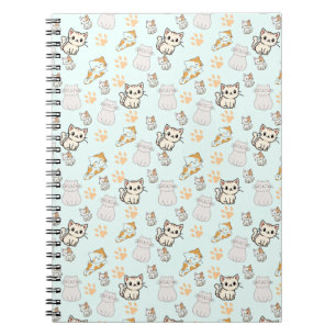 Cute Kawaii Kittens & Paws Pattern Notebook
