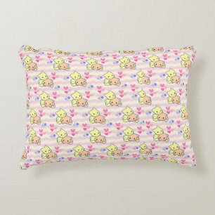Cute Kawaii Kittens Pink Pastel Decorative Accent Cushion