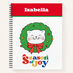 Cute Kawaii Kitty Cat Christmas Season of Joy Notebook