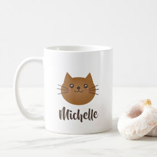 Cute Kawaii Kitty Cat Lover Whimsical Monogram Coffee Mug