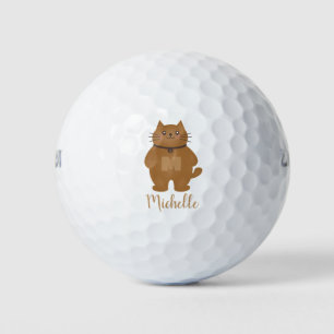 Cute Kawaii Kitty Cat Lover Whimsical Monogram Golf Balls