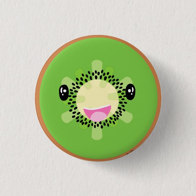 Cute Kawaii Kiwi Tropical Fruit Vegan Food 3 Cm Round Badge (Front)