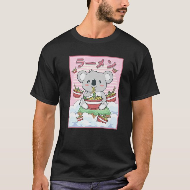 Cute Kawaii Koala Bear Ramen Noodles T-Shirt (Front)