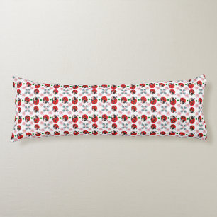 Cute Kawaii Ladybug Floral Seamless Pattern Body Cushion
