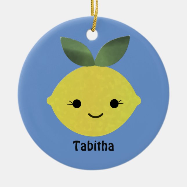 Cute Kawaii Lemon Ceramic Tree Decoration (Front)