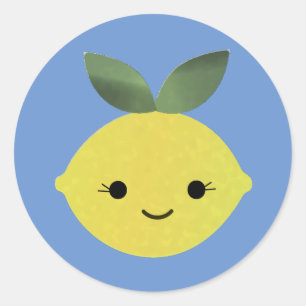 Cute Kawaii Lemon Classic Round Sticker