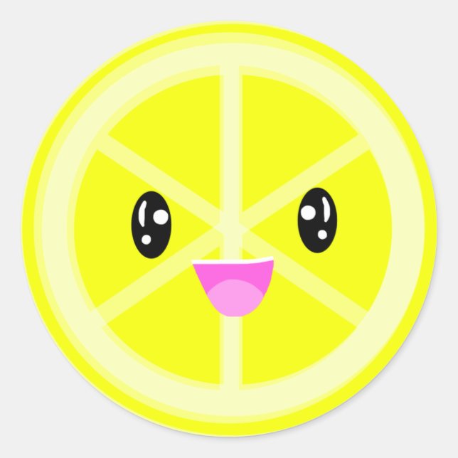 Cute Kawaii Lemon Fruit Foodie All purpose Classic Round Sticker (Front)