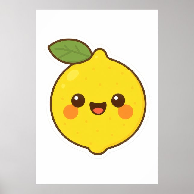 Cute Kawaii Lemon Poster (Front)