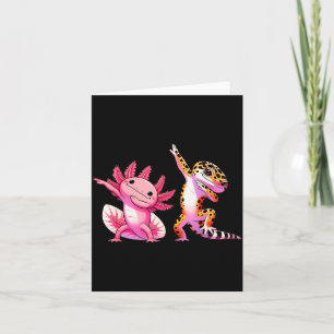 Cute Kawaii Leopard Gecko Dabbing Axolotl Friends  Card