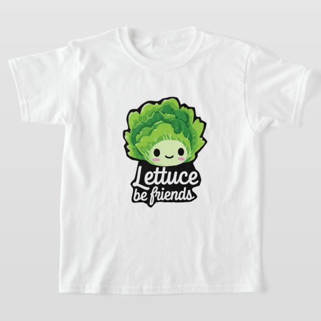Cute Kawaii Lettuce – “Lettuce Be Friends” T-Shirt (Laydown)